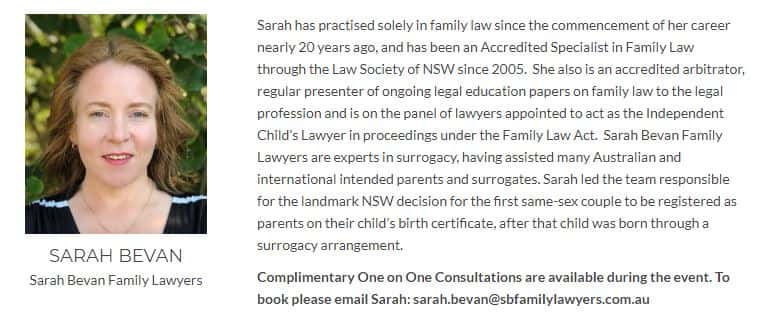 Sarah Bevan Surrogacy Lawyer Sydney Growing Families